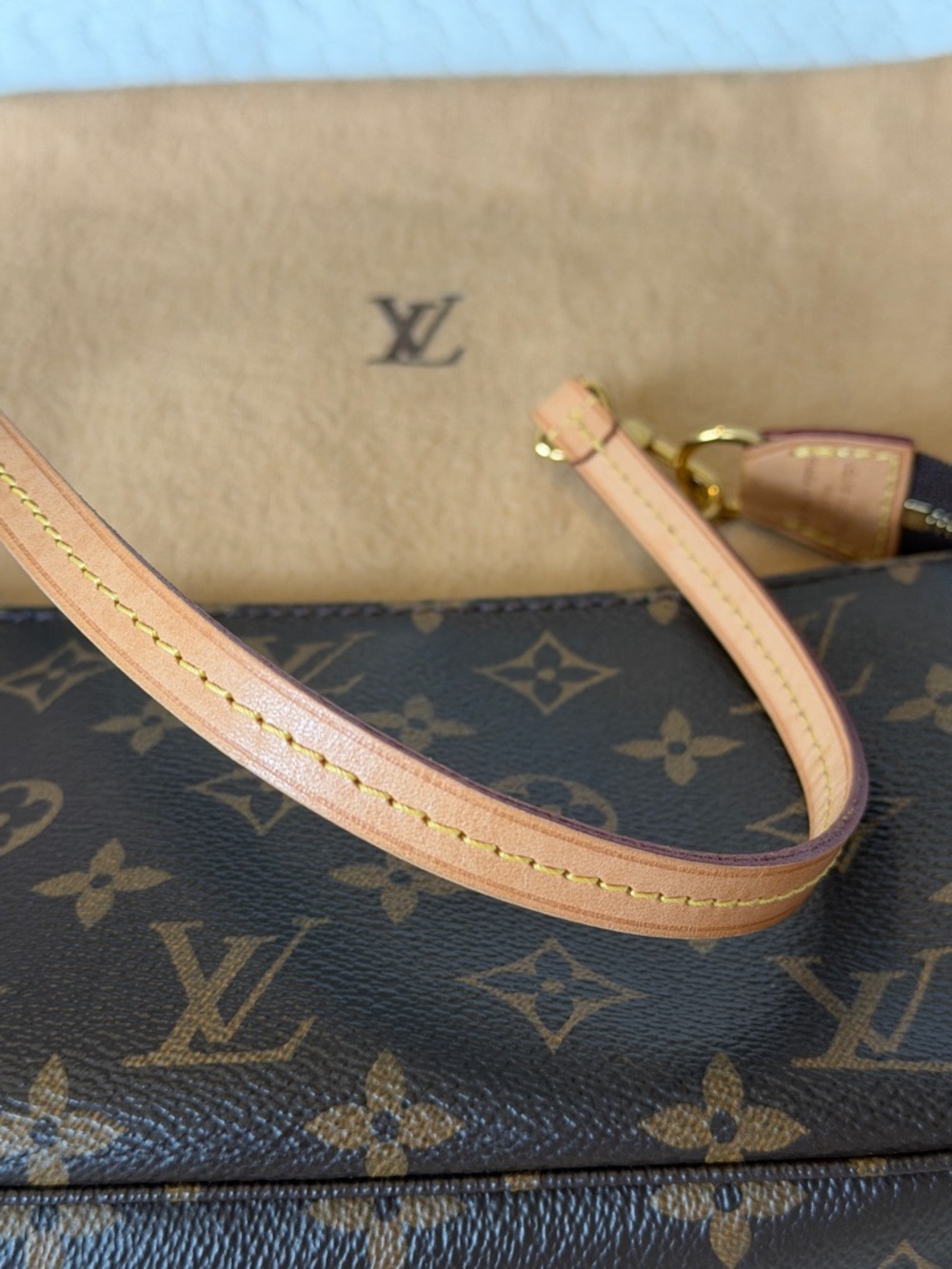 Louis Vuitton Monogram Canvas Mini Pochette in Brown and Tan - Picture 6 of 16